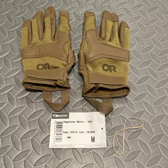 Outdoor Research USA Made Medium Suppressor Gloves Coyote Brown Leather 243131