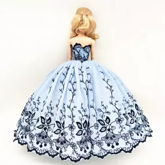 1/6 Doll Clothes Outfits Floral Lace Wedding Dress Gown 11.5" Dolls Accessories