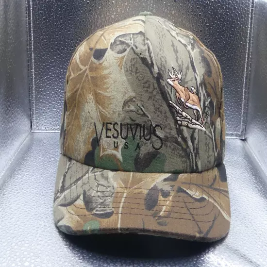 Vesuvius USA Camo Strapback Hat Cap Cap America Made In USA Dad Hat Vintage VTG