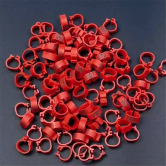 100PCS 8mm Bird Rings Leg Foot Bands For Pigeon Parrot Clip Rings Number 1-100