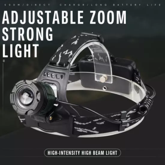 120000LM Powerful Led Headlamp Rechargeable Head Lamp Torch Flashlight Zoomable