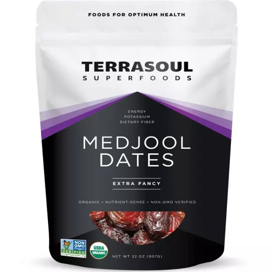 Organic Medjool Dates, 2 Lbs - Soft Chewy Texture | Sweet Caramel Flavor | Farm 