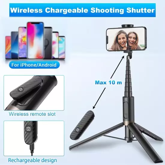 TONEOF 60" Cell Phone Selfie Stick Tripod,Smartphone Tripod Stand All-In-1 with 