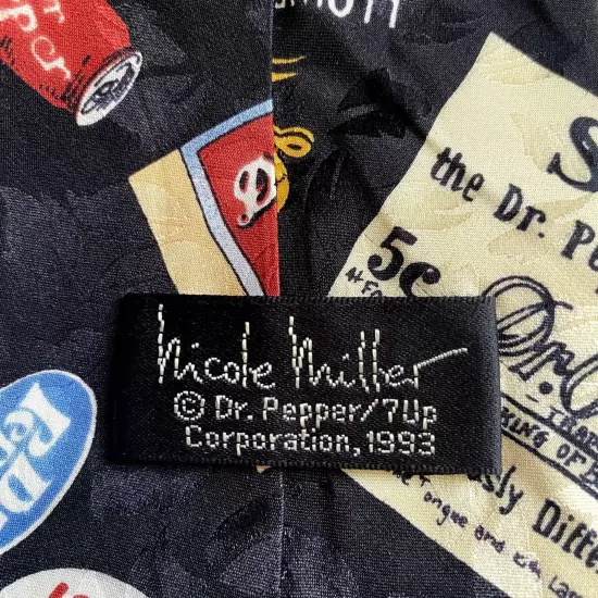 Vintage Nicole Miller 1993 Dr. Pepper 100% Silk Tie Men's Necktie