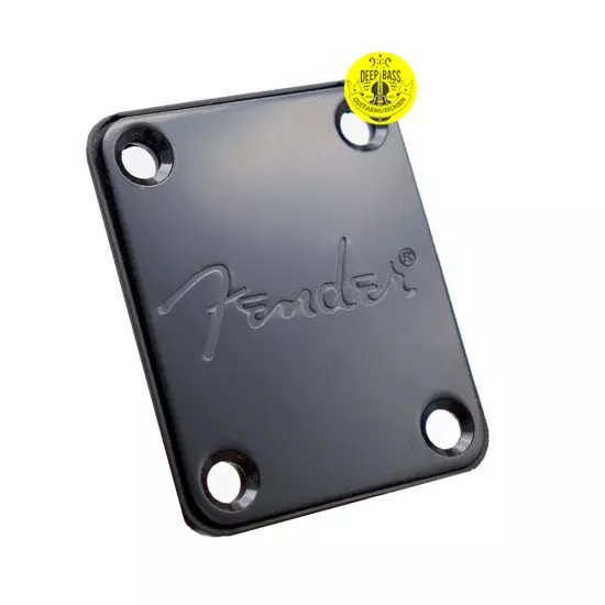 Black Electric Guitar Neck Plate for Fender Style ST SQ Mit Fender Logo 4 Screws