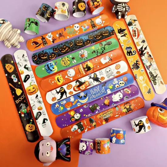 48 PCS Halloween Slap Bracelets Toys for Kids Girls Halloween48 