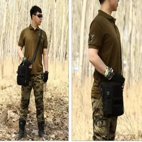 Small Canvas Messenger Bag Tactical Crossbody Casual Pack For Hiking & Traveling