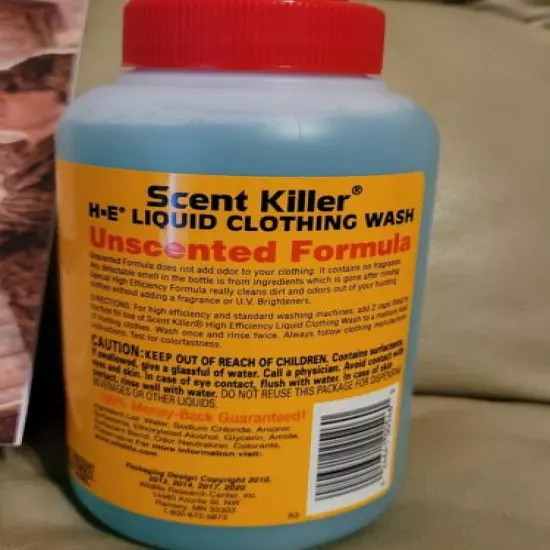 WILDLIFE HUNTING SCENT KILLER CLOTHING WASH 18FLOZ & SCENT FREE SECRET BOOK...