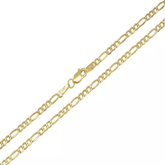 10k Yellow Gold 2mm-9.5mm Figaro Link Chain Necklace Bracelet 7"-30" Hollow