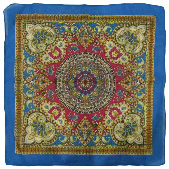 (2 Pack) 22"x22" Ornate Paisley Mosaic Multi Color Blue 100% Cotton Bandana