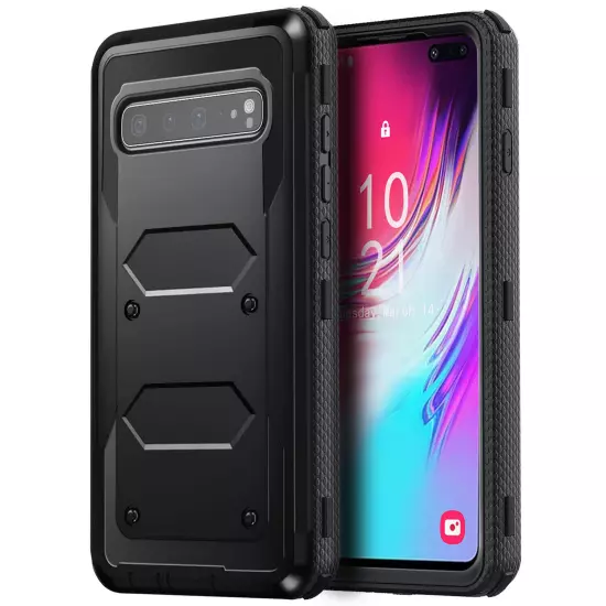 Black For Samsung Galaxy S10 5G/S10 Plus/S10e Dual Layer Case Heavy Duty Cover