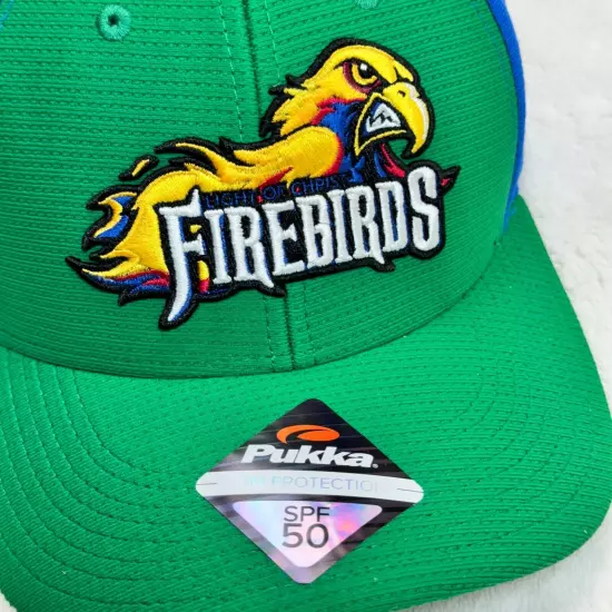 Pukka Baseball Cap Hat Firebirds Light of Christ Green Tech Fabric Sun Protect