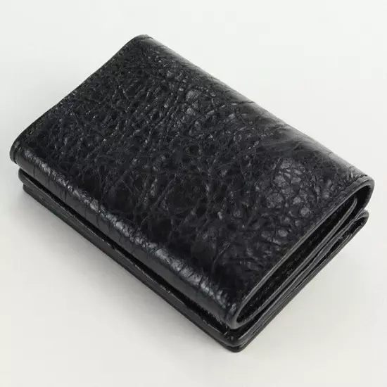 BALENCIAGA 477455 Mini wallet compact trifold wallet leather color black unisex