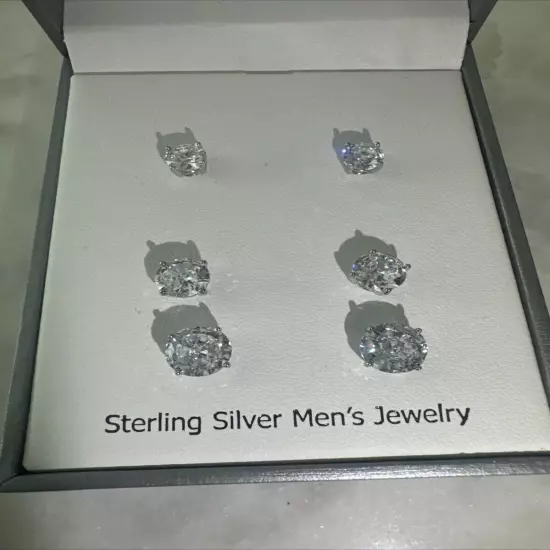 Blac Label Heritage Sterling Silver Men’s Earring 3 Pairs