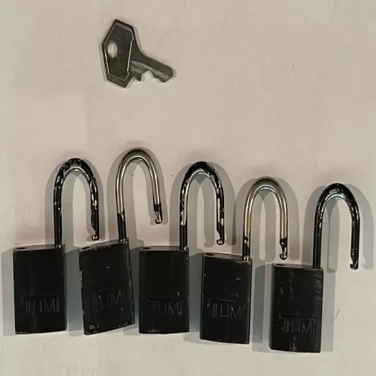 Tumi Lot Of 5 Small Black Metal Logo Travel Luggage Locks 1 Key