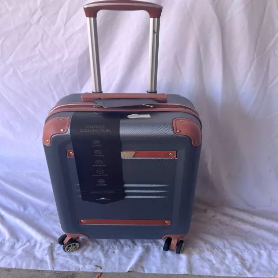 19V69 Italia Vintage-Like 20" Expandable Retro Luggage Gray Hardcase Carry On