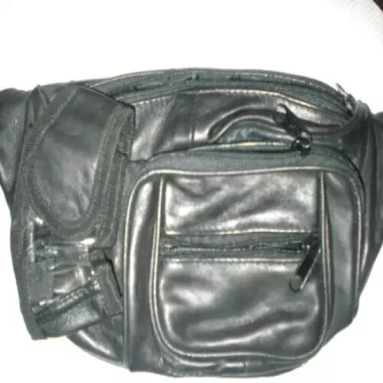 Vintage EZGO Lambskin Leather Black Touring Hip/Fanny Pack New W/T 