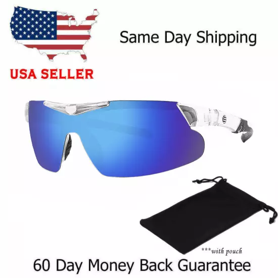 New Men Polarized Sunglasses Sport Mirror Wrap Around Driving Eyewear Glasses Us