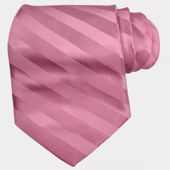 Croft & Barrow Pink Striped Repp Regimental Silk Necktie Tie Men's 3.2" x 58"