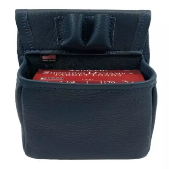 Genuine LEATHER SHOTGUN SHELL SKEET / TRAP SHOOTING POUCH Made in the USA BLUE