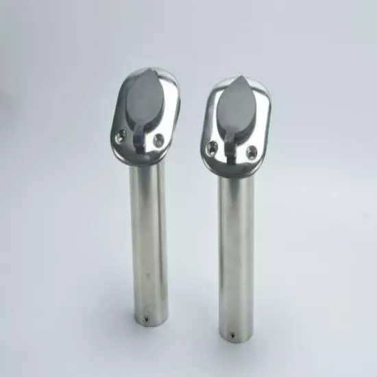 2 PCS Boat Marine Stainless Fishing Rod Holder with Rubber Cap 15/30/90 Degree