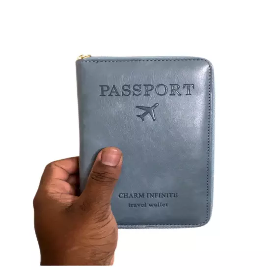 Passport Boarding Pass Credit Card Travel Wallet for Men and Women (Light Blue)