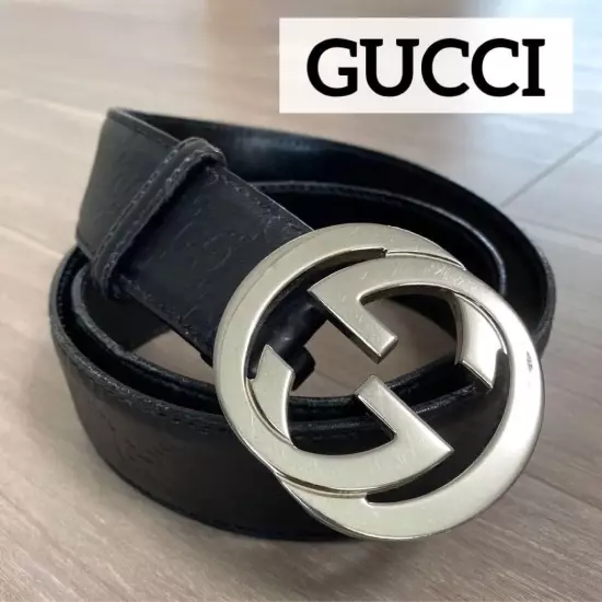 GUCCI Double G Buckle Leather Belt Men s