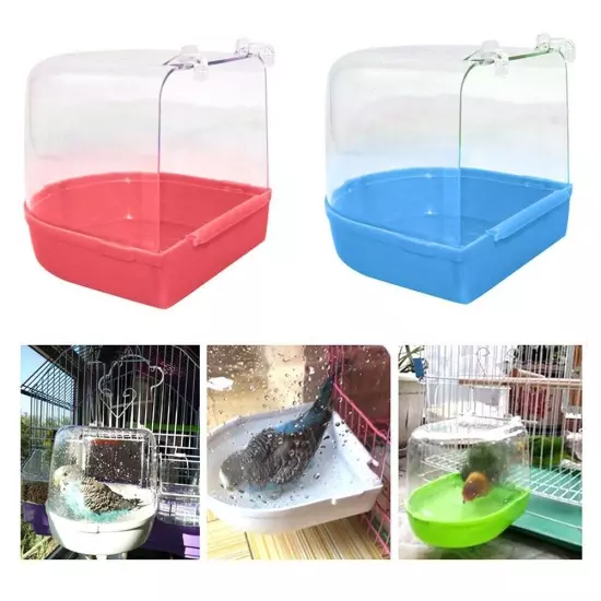 Bird Water Bath Tub To Pet Bird Cage Hanging Bowl Parrots Parakeet Birdbath