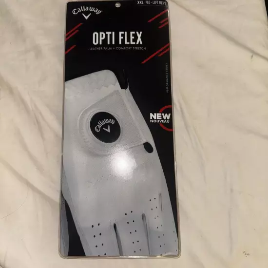 Men's Opti Flex Golf Glove, White, XX-Large, Worn on Left Hand