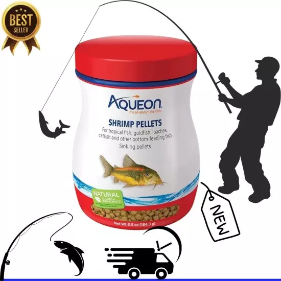 Aqueon Shrimp Pellets Sinking Food for Tropical Fish, Goldfish, Loaches, Catfish