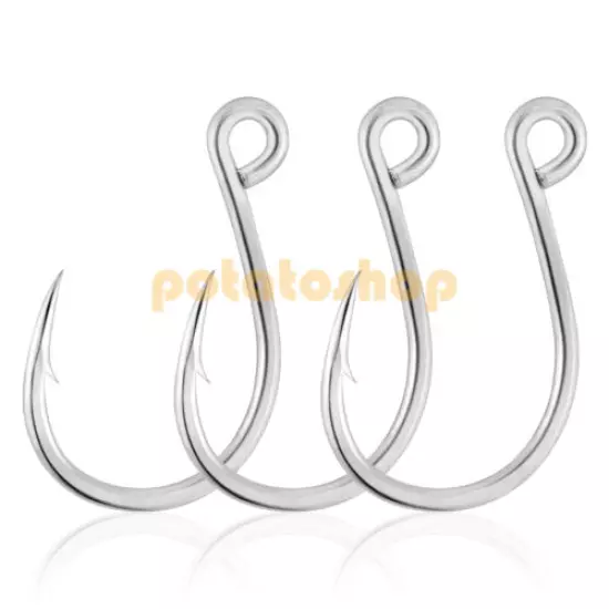 30pcs Inline Single Barbed Hooks for Spinner Lure Size 1# 2# 4# 6# 8# 1/0-10/0