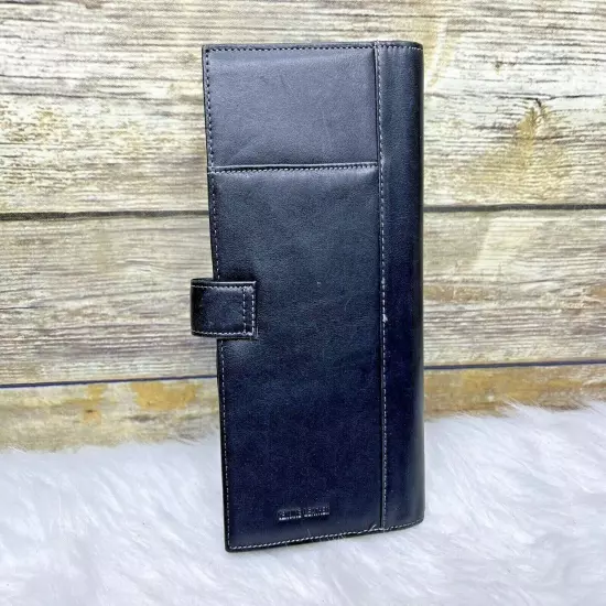 Leed's Highmark Black Genuine Leather Travel Wallet Passport Snap Strap