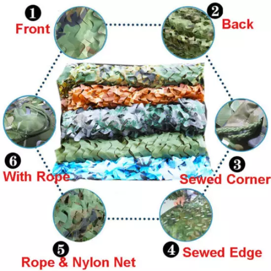 Camouflage Netting Camo Net Woodland Blinds for Military Sunshade Camping Hunter