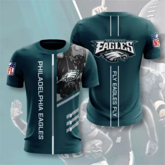 Philadelphia Eagles Mens Summer T-Shirt Casual Short Sleeve Tee Tops Fans Gift