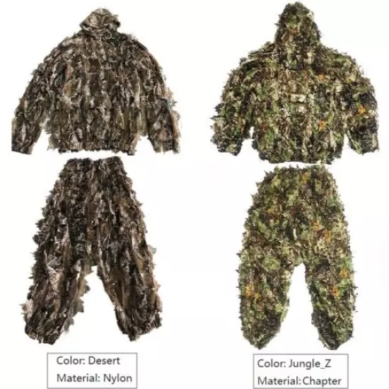 3D Leaves Sniper Ghillie Suits for Outdoors Shooting CS Training Hunting Suit