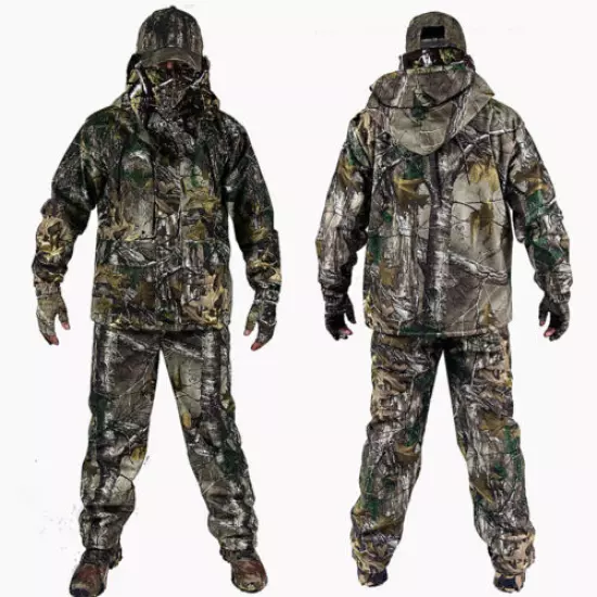 NEW Bionic Camo Fleece Thermal Winter Hunting Ghillie Suit Warm Jacket Pant Set