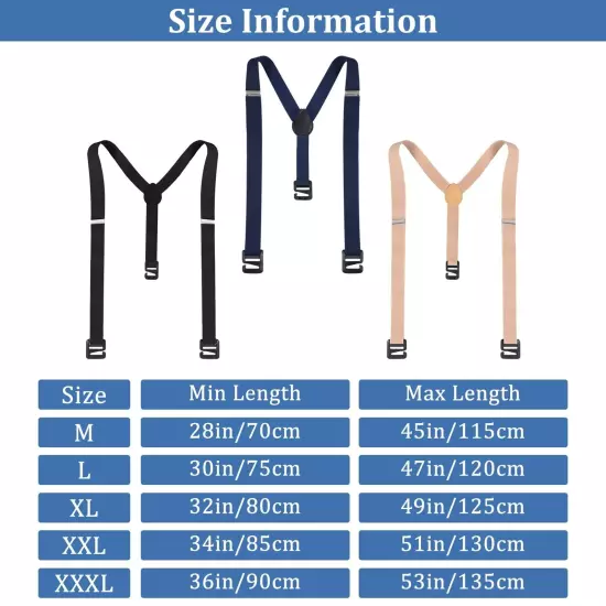 3 Pcs Hidden Suspenders for Men Hiking Elastic Suspenders Under Clothes Stays