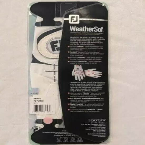 FootJoy WeatherSof Mens Left Extra Large White & Black Golf Glove New In Package