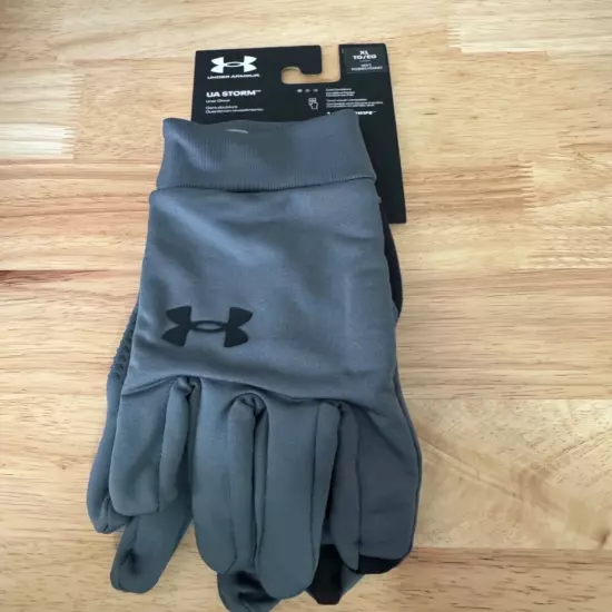 Under Armour Storm Gloves Mens XL Fitted Liner Water Repellent Knit Gray