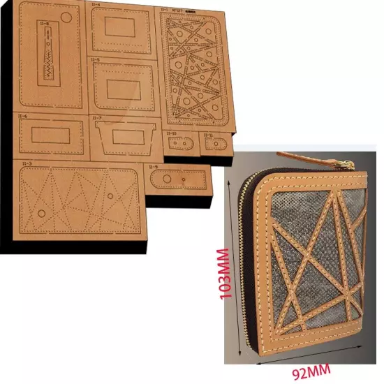 Handmade Wooden Die Grid Short Wallet Wallet Leather Craft Leather Craft Tools