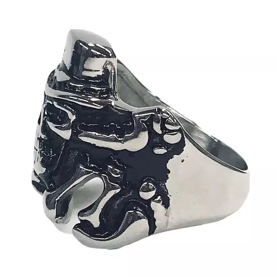 Stainless Steel Men’s Biker Style Ring Skull Top Hat Bones Size 9 - 8+ Grams