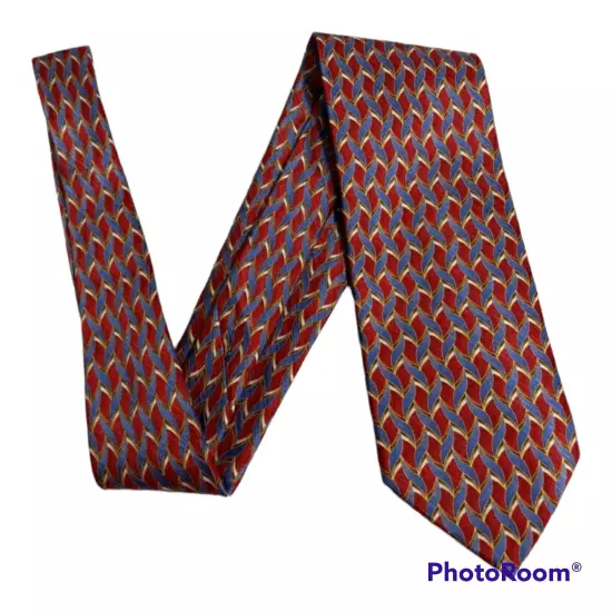 Tie Silk Red Blue Gold Mens Jos A Banks Geometric Tie Corporate Collection 