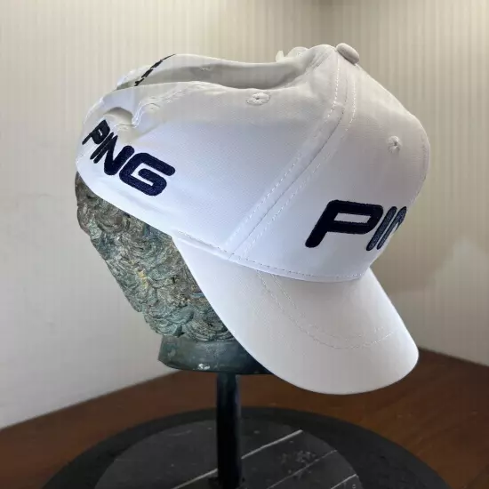 Ping Hat Golf Cap Tour Elite NWT Adjustable White Navy Play Your Best Structured