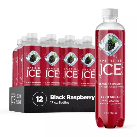 Sparkling Ice, Black Raspberry Water, Zero Sugar Flavored Water