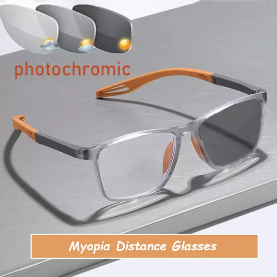 Classic Photochromic Myopia Glasses For Men Women Square Nearsighted Sunglasses