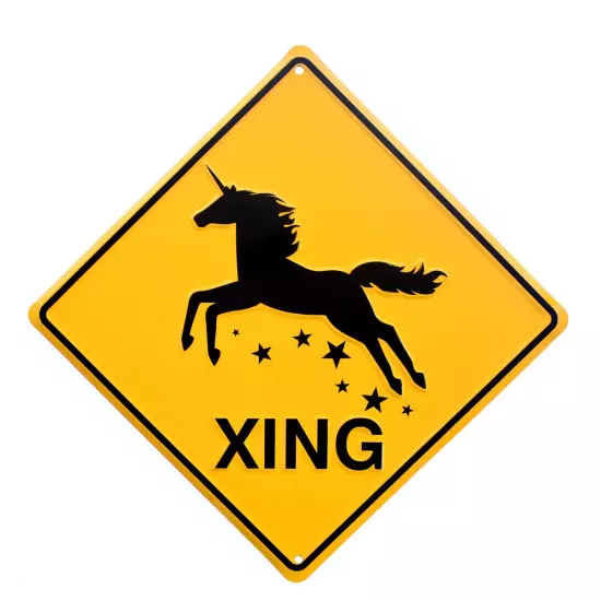 Unicorn Crossing Stars Funny Street Sign Girls Kids Bedroom Home Wall Art Decor