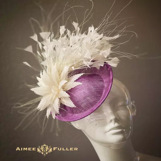 Kentucky Derby Fascinator Purple Cream White Royal Ascot Hat Cocktail Hat