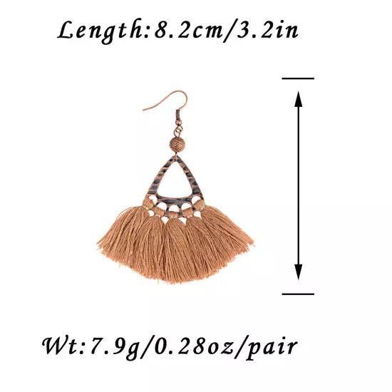 Fashion Women Bohemian Earrings Long Tassel Fringe Drop Dangle Ear Stud Jewelry