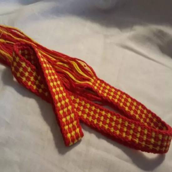 Item20193013 Powder horn strap belt yellow and red cotton 39" long x 7/8"