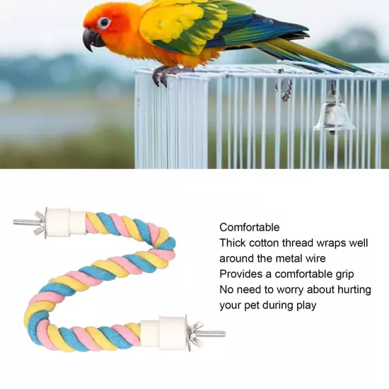 Bird Cotton Rope Perch Colorful Bendable Safe Climbing Parrot Rope Toy